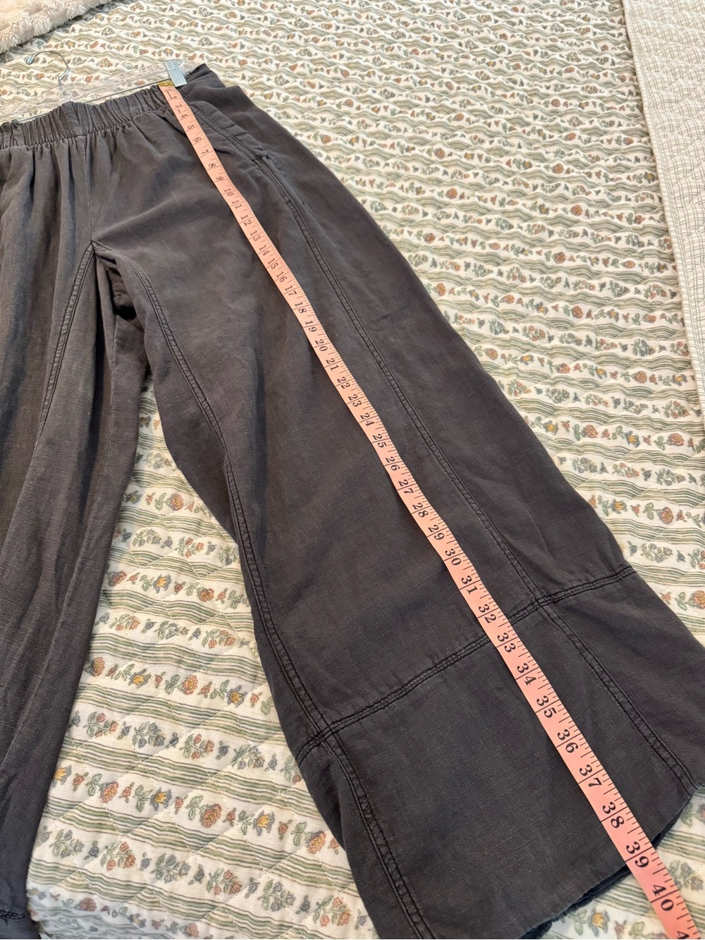 Free People Day's End Linen Wide Leg Pull-On Pants Charcoal Grey - Picture 6 of 14